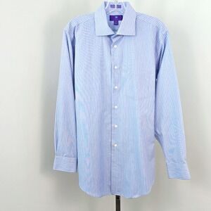 Egara Stripe Egyptian Cotton Long Sleeve Dress Shirt Blue‎ White 15 12 32-33